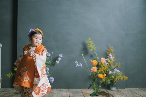 七五三 HANA ART petit オレンジ振袖